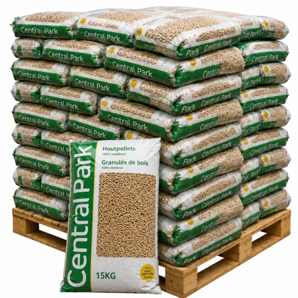 Central Park Houtpellets – Naaldhout –Pallet 66 × 15 kg – 990 kg